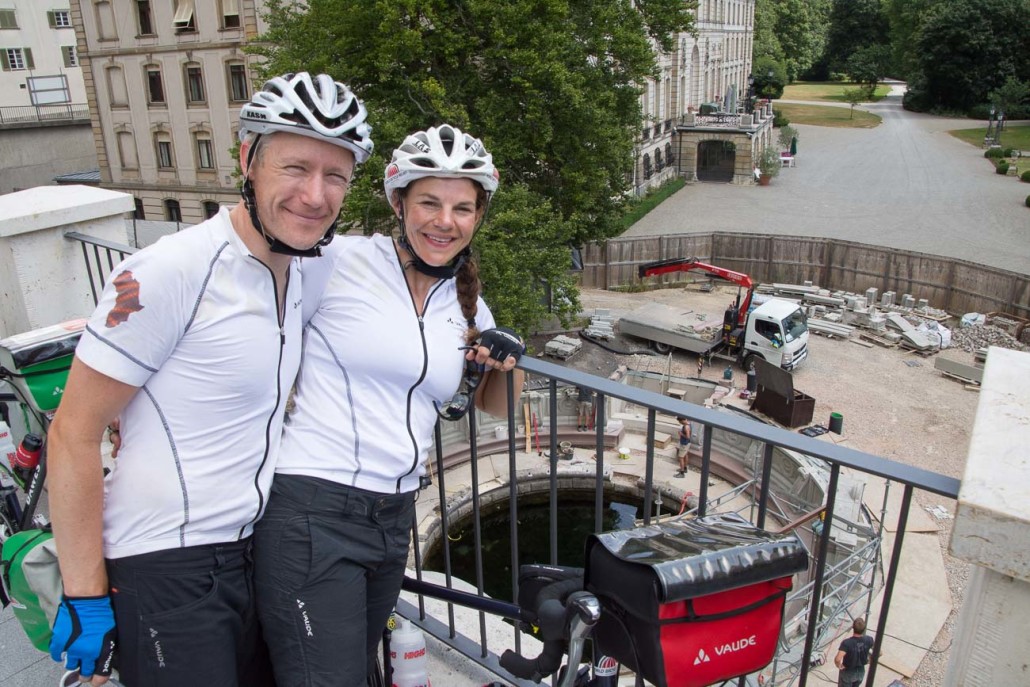 James and Emily at the Donauquelle: the source of the Danube