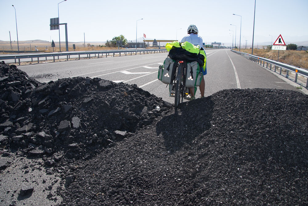 Yet another barrier – but we soon had a closed road to ourselves!