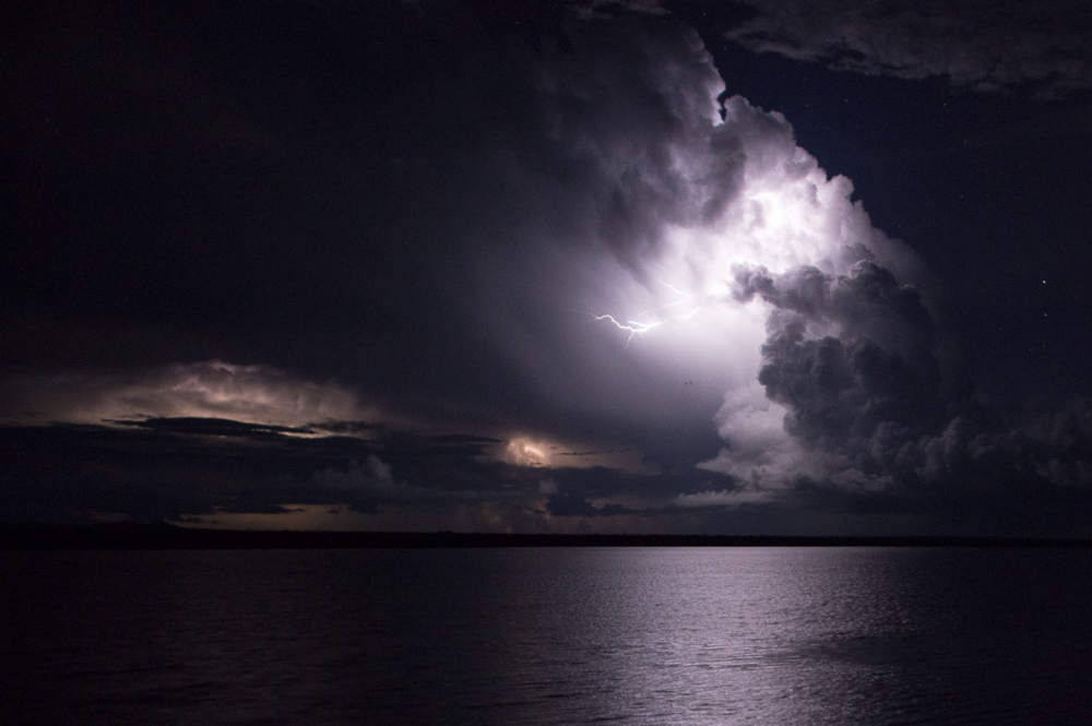 A spectacular lightning storm lit the night sky over Shiwa