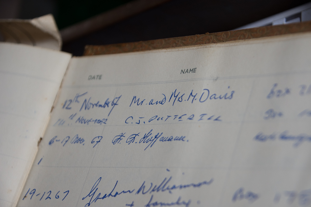 Finding one of my parents' entires in the Shiwa visitors book from 1966