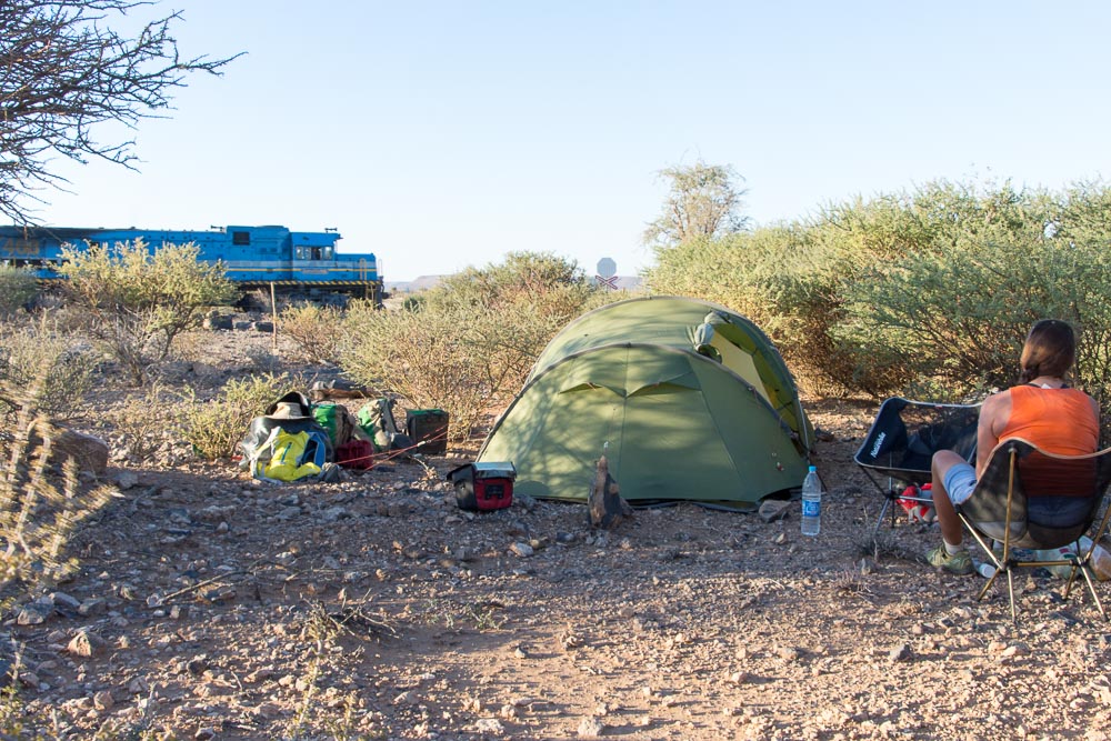 We found a novel wild camping spot by a little-used railway track...only for the only train of the day to pass us just as we'd settled in for the night